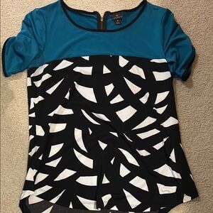 Blue Graphic Short Sleeve Blouse